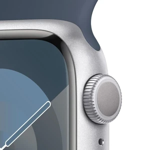 Смарт-часы Apple Watch Series 9 GPS, 45mm Silver Aluminum Case with Storm Blue Sport Band - M/L (MR9E3) - Фото 3