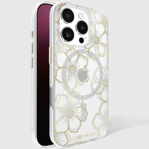 Прозрачный чехол с серебряно-золотыми элементами Case-Mate Floral Gems Mag для iPhone 16 Pro - Фото 13