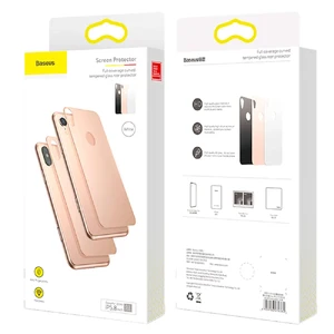 Захисне скло на задню панель Baseus 0.3mm Full Tempered Glass Gold для iPhone X | XS - Фото 4