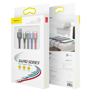 Кабель Baseus Rapid Series 4-in-1 USB to Lightning x2 | Micro USB | USB Type-C 1.2m - Фото 5