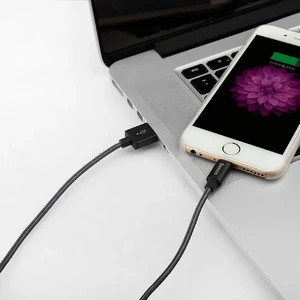Нейлоновый кабель Baseus Simple Version Antila Series MFI Lightning to USB Black 1m - Фото 4