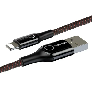 Нейлоновий кабель Baseus C-Shaped Light Intelligent Power-Off Cable Black USB to Lightning 1m - Фото 3