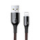 Нейлоновый кабель Baseus C-Shaped Light Intelligent Power-Off Cable Black USB to Lightning 1m CALDC-01 - Фото 1