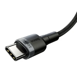 Нейлоновый кабель Baseus Cafule Flash Charging Type-C to Type-C 2m 100W Gray | Black - Фото 5