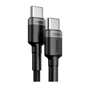 Нейлоновый кабель Baseus Cafule Flash Charging Type-C to Type-C 2m 100W Gray | Black - Фото 2