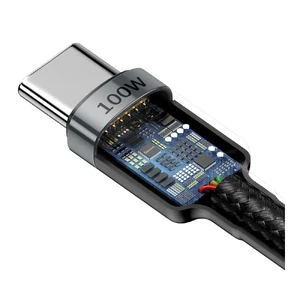 Нейлоновый кабель Baseus Cafule Flash Charging Type-C to Type-C 2m 100W Gray | Black - Фото 4