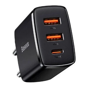 Швидкий мережевий зарядний пристрій Baseus Compact Quick Charger 2xUSB-A + USB-C 30W - Фото 3