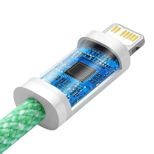 Нейлоновый кабель Baseus Type-C to Lightning для быстрой зарядки iPhone 20W (1m) Green - Фото 3