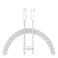 Нейлоновый кабель Baseus Type-C to Lightning для быстрой зарядки iPhone 20W (1m) White CALD000002 - Фото 1