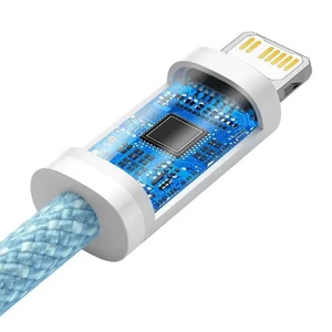 Нейлоновый кабель Baseus Type-C to Lightning для быстрой зарядки iPhone 20W (1m) Blue - Фото 3