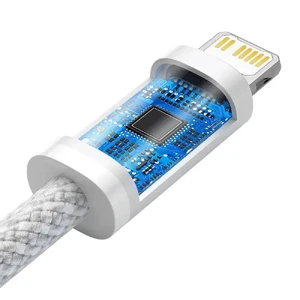 Нейлоновый кабель Baseus Type-C to Lightning для быстрой зарядки iPhone 20W (1m) White - Фото 3