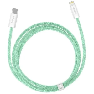 Нейлоновый кабель Baseus Type-C to Lightning для быстрой зарядки iPhone 20W (1m) Green - Фото 2