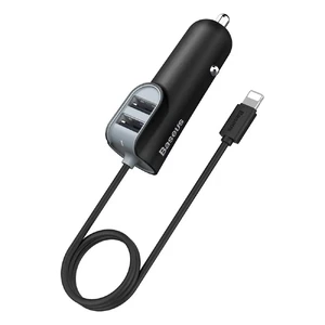 Автозарядка Baseus Energy Station with Line Black з Lightning кабелем