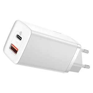 Быстрое сетевое зарядное устройство Baseus GaN2 Lite Quick Charger White 65W (EU) CCGAN65UE - Фото 1