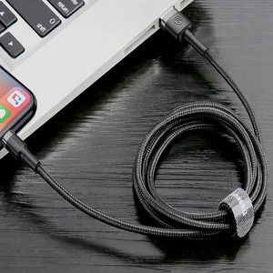 Нейлоновый кабель Baseus Kevlar Lightning to USB 1m Black - Фото 5