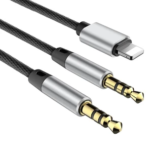 Кабель Baseus L33 Black Lightning to Dual Mini-Jack 3.5mm 1.2m - Фото 5