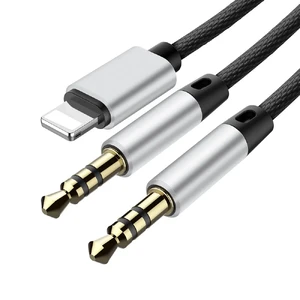 Кабель Baseus L33 Black Lightning to Dual Mini-Jack 3.5mm 1.2m - Фото 3