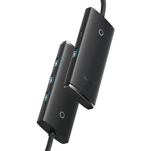 Хаб (адаптер) Baseus Lite Series 4-Port HUB USB Type-C to USB-A 3.0 Black (1m) - Фото 3