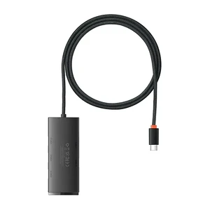 Хаб (адаптер) Baseus Lite Series 4-Port HUB USB Type-C to USB-A 3.0 Black (1m) - Фото 2
