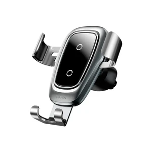Автодержатель з бездротовою зарядкою Baseus Metal Gravity Car Mount Silver 10W - Фото 2