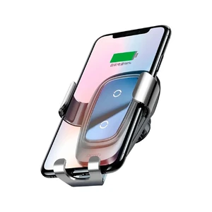 Автодержатель з бездротовою зарядкою Baseus Metal Gravity Car Mount Silver 10W - Фото 6