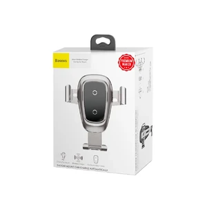 Автодержатель з бездротовою зарядкою Baseus Metal Gravity Car Mount Silver 10W - Фото 7