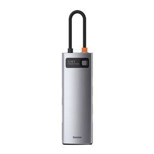 Хаб Baseus Metal Gleam Multifunctional 8 in 1 Type-C PD Grey CAHUB-CV0G - Фото 1