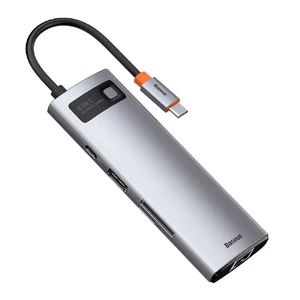 Хаб Baseus Metal Gleam Multifunctional 8 in 1 Type-C PD Grey - Фото 3