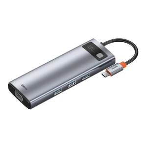 Хаб Baseus Metal Gleam Multifunctional 9 in 1 Type-C PD Grey - Фото 4
