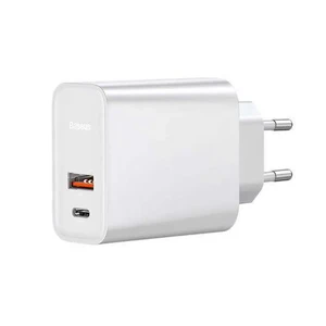 Швидке зарядний пристрій Baseus Quick Charger PD + QC 3.0 White 30W CCFS-C02 - Фото 1