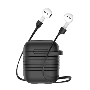 Силиконовый чехол с шнурком Baseus Silicone Case Black для Apple AirPods - Фото 6