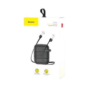 Силиконовый чехол с шнурком Baseus Silicone Case Black для Apple AirPods - Фото 7