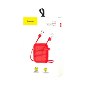 Силиконовый чехол с шнурком Baseus Silicone Case Red для Apple AirPods - Фото 7