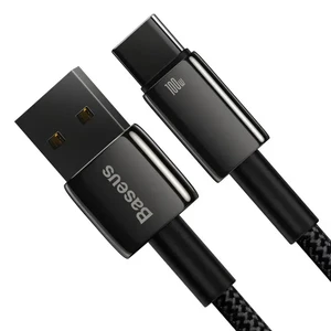 Зарядный кабель Baseus Tungsten Gold Fast Charging USB to USB-C 100W Black (1m) - Фото 2