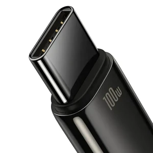 Зарядный кабель Baseus Tungsten Gold Fast Charging USB to USB-C 100W Black (1m) - Фото 6