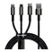 Зарядный кабель Baseus Tungsten Gold One-for-three Type C to Lightning to Micro-USB 1.5m CAMLTWJ-01 - Фото 1
