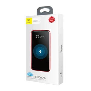 Повербанк з дисплеєм і бездротовою зарядкою Baseus Wireless Charger 8000mAh Red - Фото 7