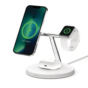 Беспроводное зарядное устройство Belkin 3-in-1 Boost Charger Pro with MagSafe 15W White для iPhone | AirPods | Apple Watch (2022) 745883819317 - Фото 1