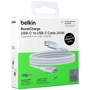 Нейлоновий кабель Belkin Boost USB-C to USB-C для швидкої зарядки PD3.1 240W (1m) White - Фото 5