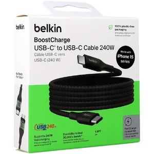 Нейлоновый кабель Belkin Boost USB-C to USB-C для быстрой зарядки PD3.1 240W (2m) Black - Фото 5