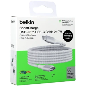 Нейлоновий кабель Belkin Boost USB-C to USB-C для швидкої зарядки PD3.1 240W (2m) White - Фото 5