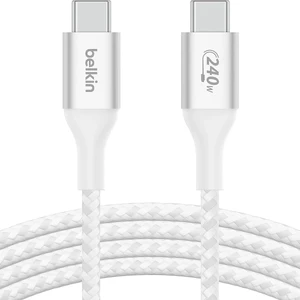 Нейлоновий кабель Belkin Boost USB-C to USB-C для швидкої зарядки PD3.1 240W (2m) White - Фото 2