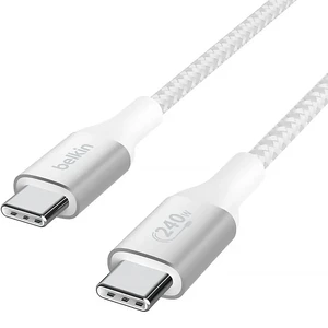 Нейлоновий кабель Belkin Boost USB-C to USB-C для швидкої зарядки PD3.1 240W (2m) White - Фото 3
