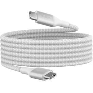 Нейлоновий кабель Belkin Boost USB-C to USB-C для швидкої зарядки PD3.1 240W (2m) White