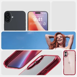 Прозорий червоний чохол Spigen Ultra Hybrid для iPhone 16 - Фото 8