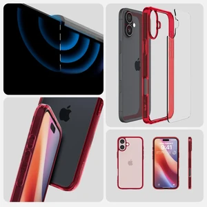 Прозорий червоний чохол Spigen Ultra Hybrid для iPhone 16 - Фото 6