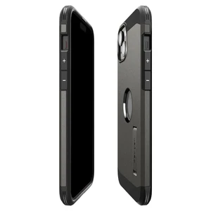 Противоударный чехол с подставкой Spigen Tough Armor (MagFit) Gunmetal для iPhone 15 - Фото 7