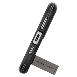 Противоударный чехол с подставкой Spigen Tough Armor (MagFit) Gunmetal для iPhone 15 - Фото 2