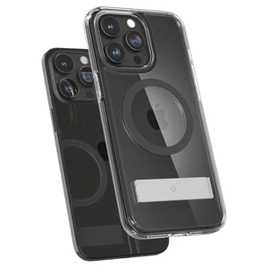 Прозрачный чехол с подставкой Spigen Ultra Hybrid S (MagFit) Graphite для iPhone 15 Pro - Фото 5
