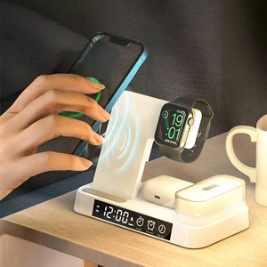Док-станция 4 в 1 для зарядки iPhone/AirPods/Apple Watch, 30W, с подсветкой и будильником | iLoungeMax 4-in-1 Foldable Charging Station White - Фото 5